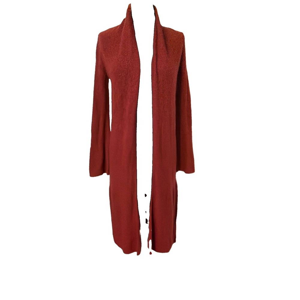 Sleeping On Snow Wool Anthropologie XS Red Duster Double Slit Long Open Cardigan